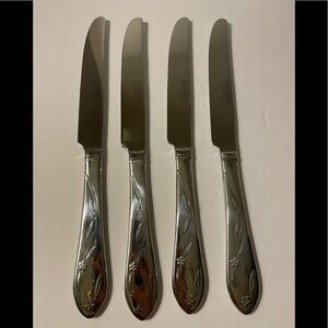 Temp-tations 4-Dinner/Butter Knives Old Floral Floral 18/10 Stainless Flatware